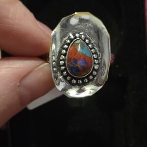 Silver and Multicolor Stone Ring